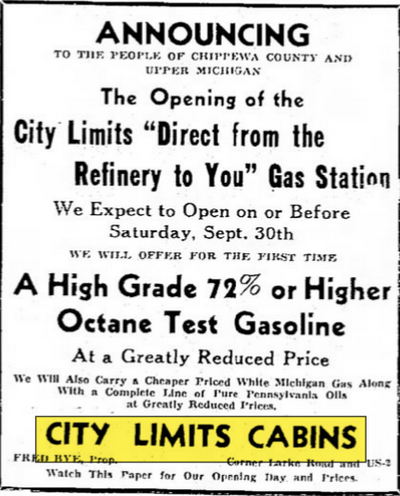 City Limits Cabins - Sept 1939 Opening Ad (newer photo)